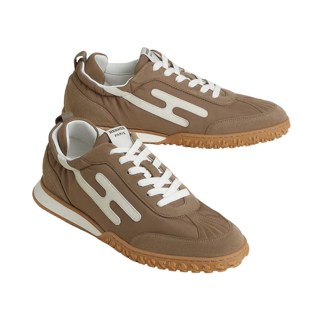 HERMES Etoupe Leather Low-Top Sneakers Unisex