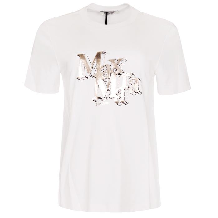 Max Mara Graphic Logo Ivory Cotton T-Shirt Women