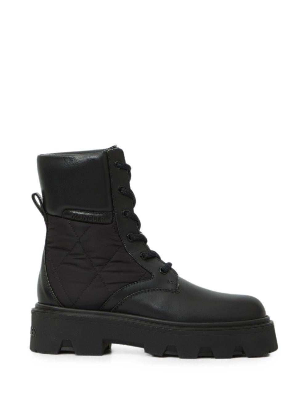 Moncler Black Leather Ankle Boots Women’s