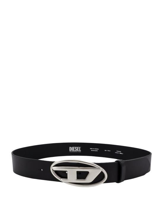 DIESEL Black Leather Belt with D Buckle X08516PR666T8013 BLACK DOM