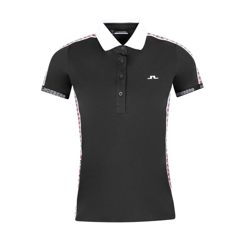 J LINDEBERG Damai Side Pattern Collar T-Shirt Black Women’s