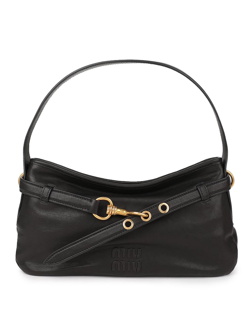 Miu Miu Avantgarde Nappa Leather Shoulder Bag Black