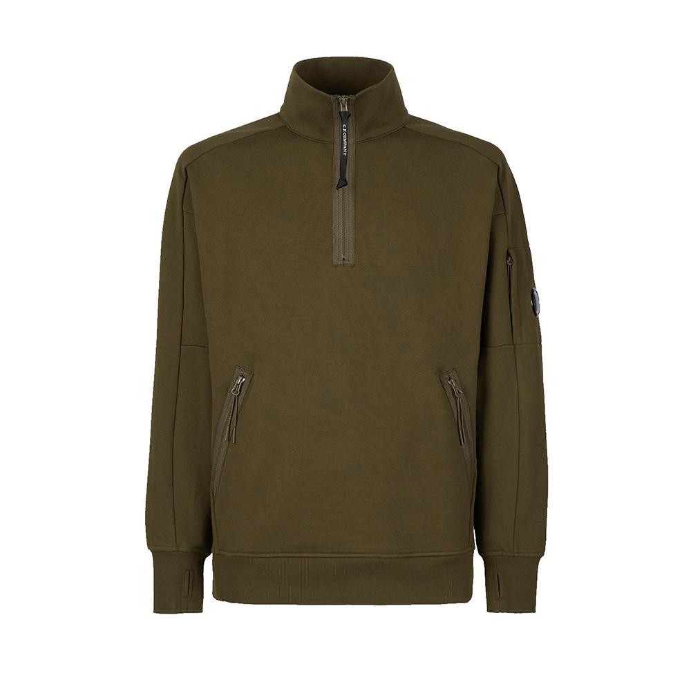 CP Company Diagonal Fleece Half-Zip Sweatshirt for Men Green