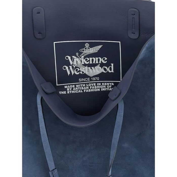 Vivienne Westwood Studio Large Shopper Tote Bag Black Leather