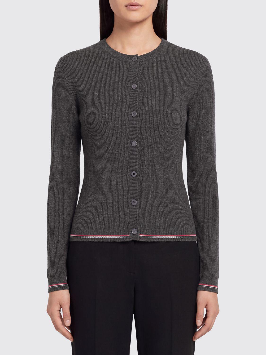 THOM BROWNE Gray Wool Knit Cardigan