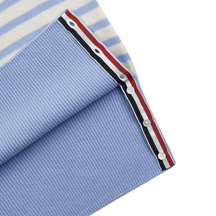THOM BROWNE Women’s Stripe Jersey Stitch Short Sleeve Knit Sweater