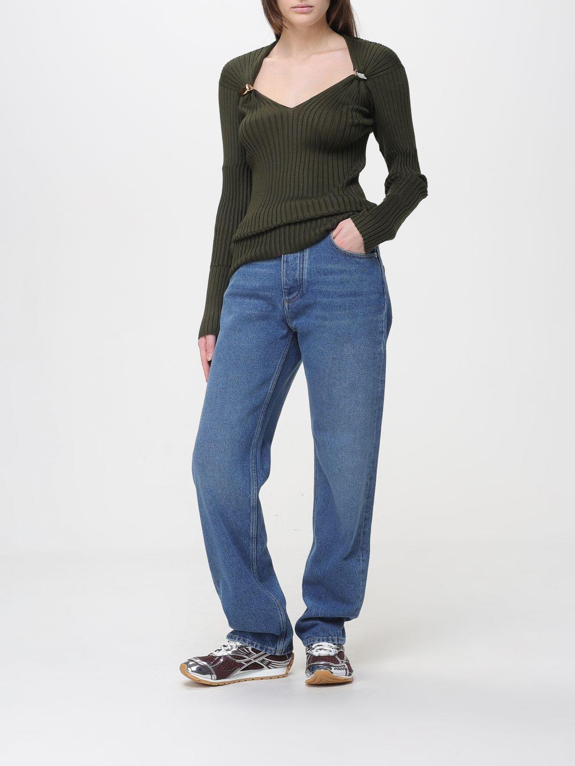 Bottega Veneta Green Wool V-Neck Knit Sweater