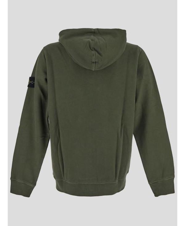 STONE ISLAND Brushed Cotton Fleece Full Zip Hoodie Navy Men’s