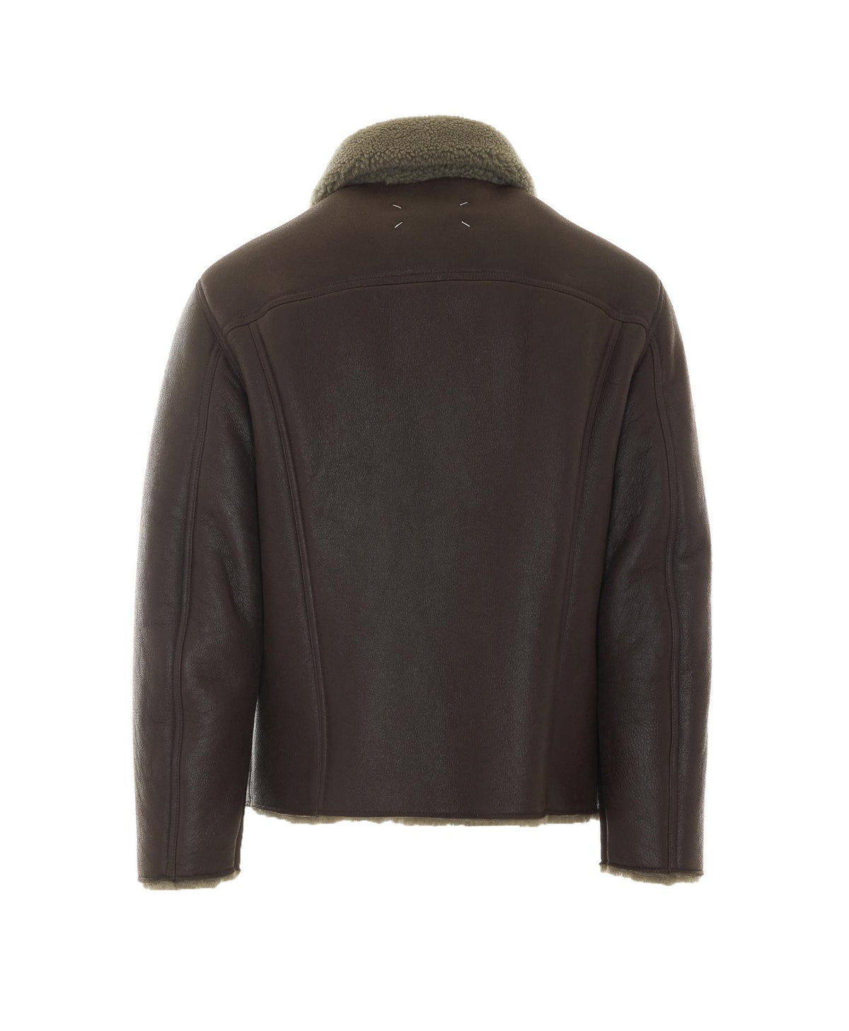 Maison Margiela Brown Shearling Mouton Leather Jacket Men