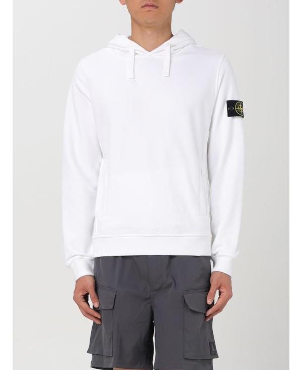 STONE ISLAND Brushed Cotton Fleece Crewneck Sweatshirt White Men