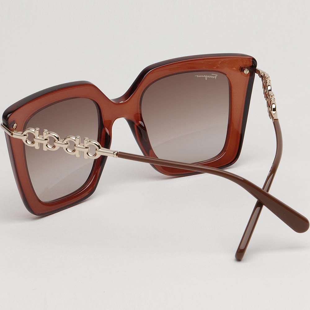Ferragamo Black Acetate Oversized Sunglasses with Gold Accents SF1041S 232