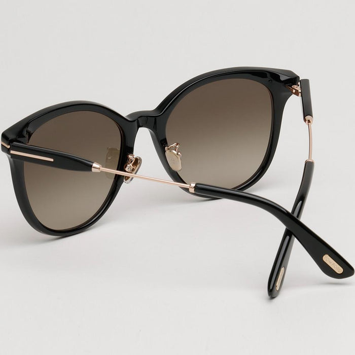 TOM FORD Black Acetate Oversized Sunglasses Brown Gradient Asian Fit TF1140K 01F