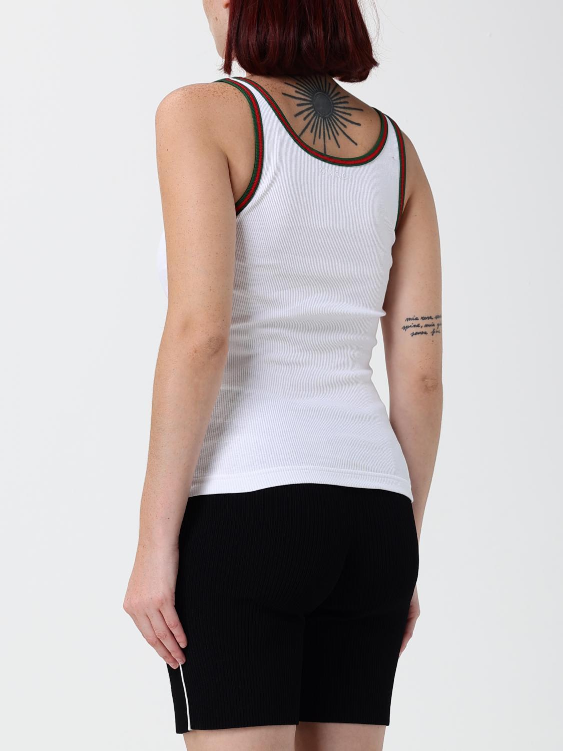 GUCCI White Cotton Tank Top Sleeveless Shirt