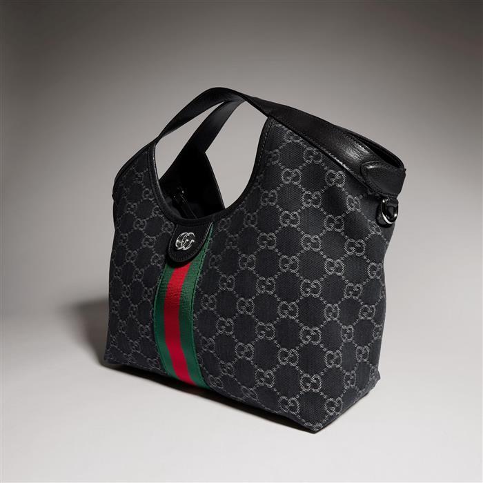 GUCCI Ggilio Small Black Leather Tote Bag