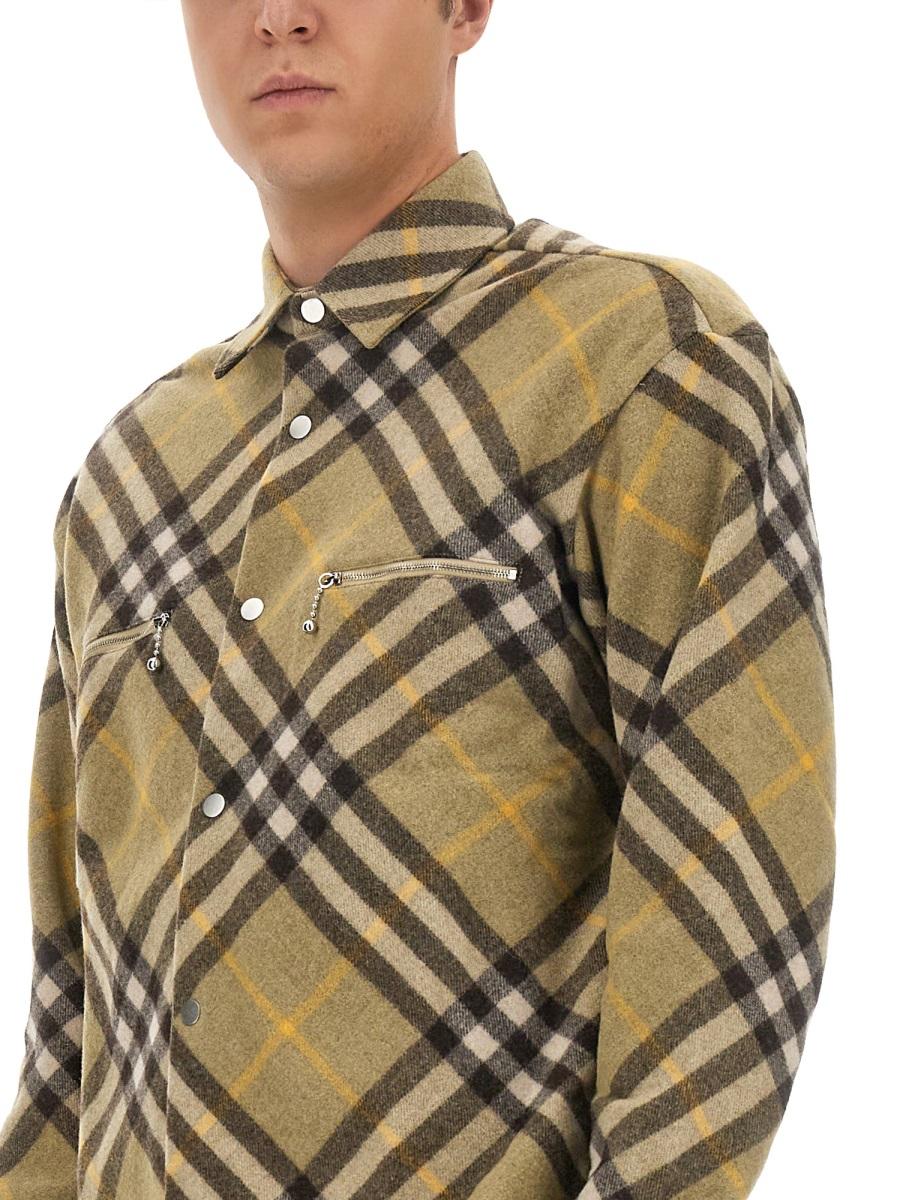 BURBERRY Long Sleeve Shirt Men Cotton Check Beige