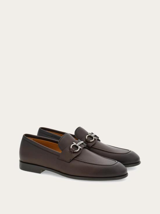 Ferragamo Testa Di Moro Leather Penny Loafers for Men