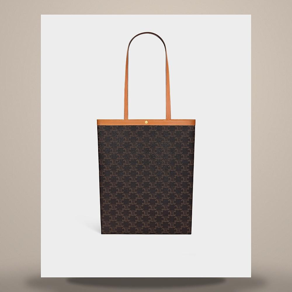 CELINE Medium Flat Shopper Triomphe Canvas Tote Bag Miel