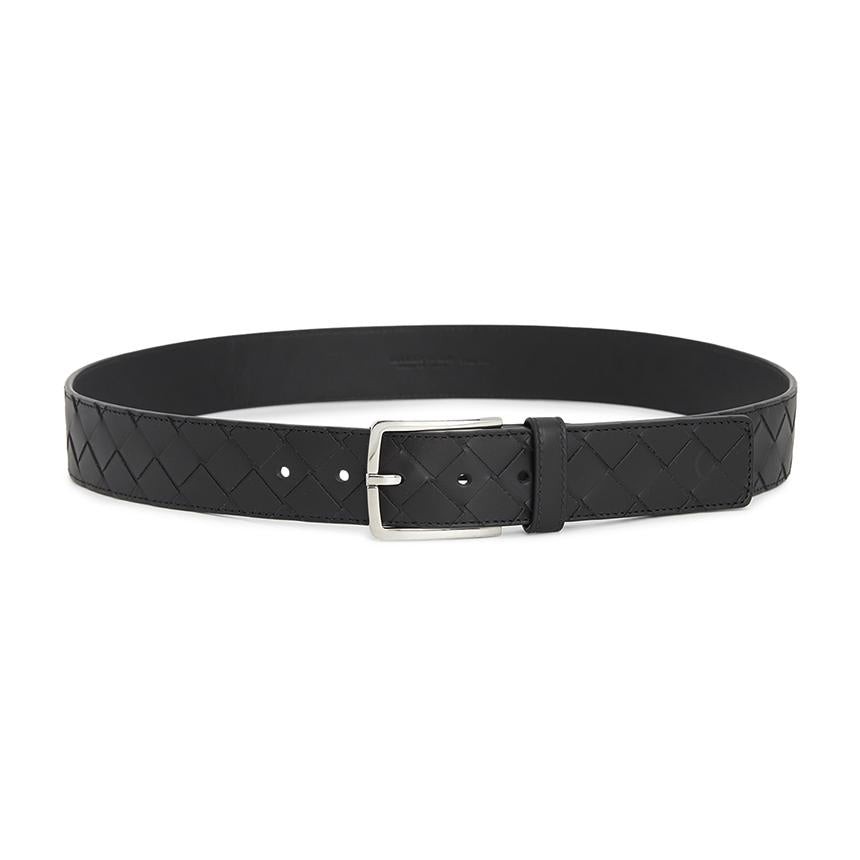 Bottega Veneta Intrecciato Black Leather Men's Belt