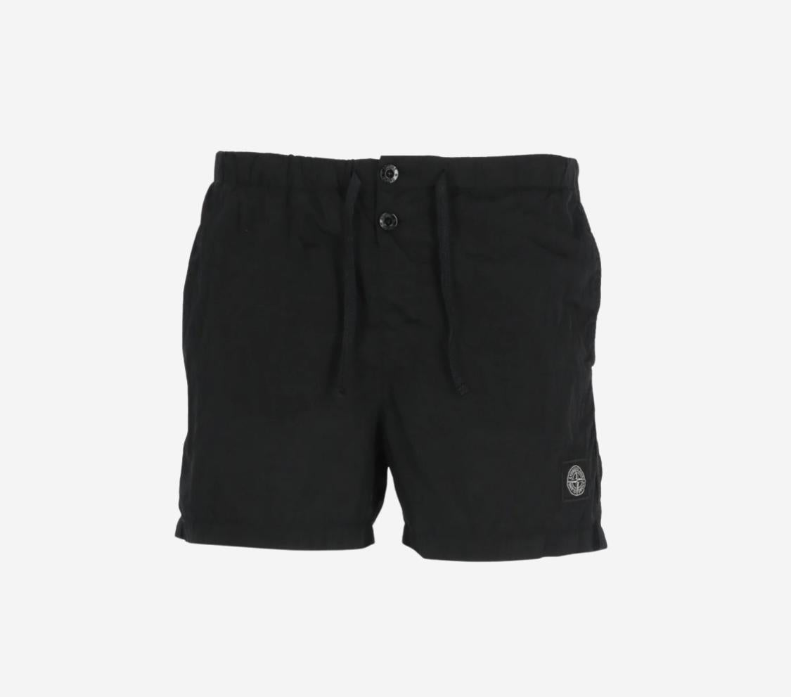 STONE ISLAND Nylon Metal Swimming Trunks Black Sky Blue Shorts