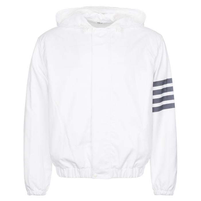 THOM BROWNE Men’s Hooded Cotton Bomber Jacket White