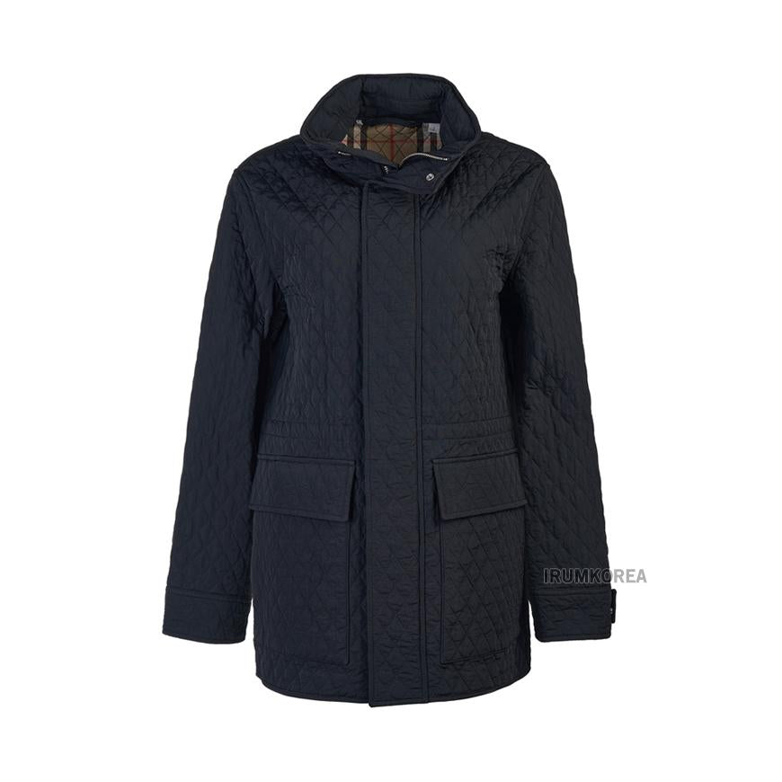 BURBERRY Women’s Hooded High-Neck Quilted Jacket Black