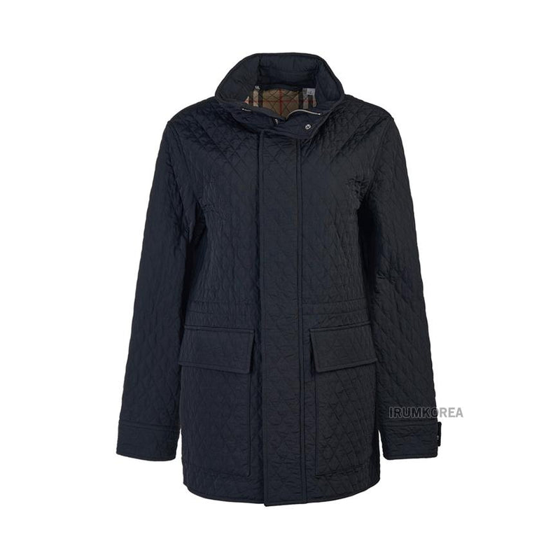BURBERRY Women’s Hooded High-Neck Quilted Jacket Black