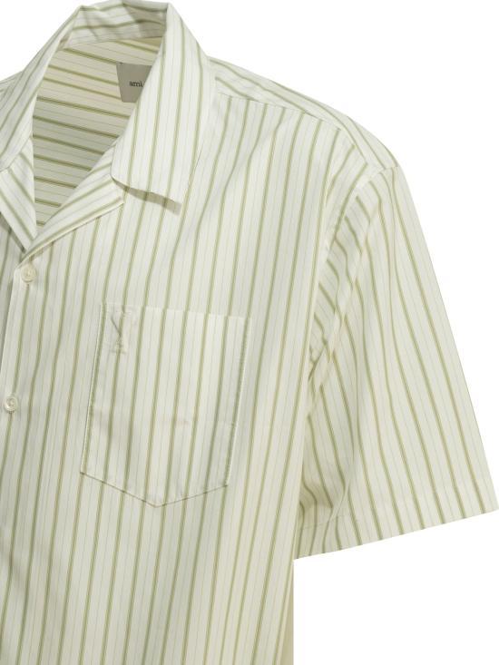 AMI Short Sleeve Shirt for Men HSH833 CO0220 A075 WHITE MATCH DOM