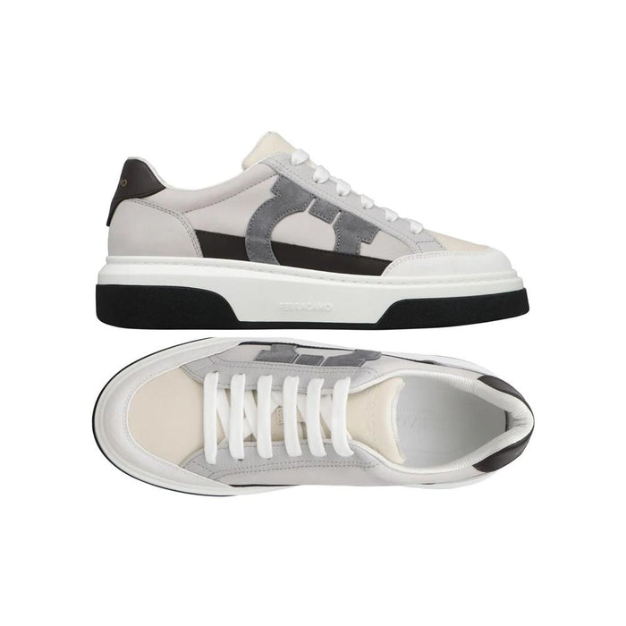 Ferragamo White Leather Cassina Ganc Low-Top Sneakers 0769375