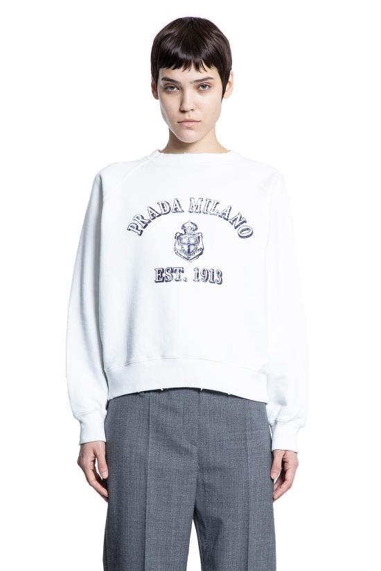 PRADA White Long Sleeve Sweatshirt 134716 16V5 F0009
