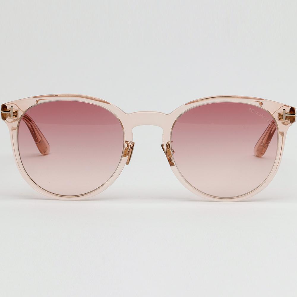 TOM FORD Pink Transparent Acetate Oversized Asian Fit Sunglasses TF1052K 72T