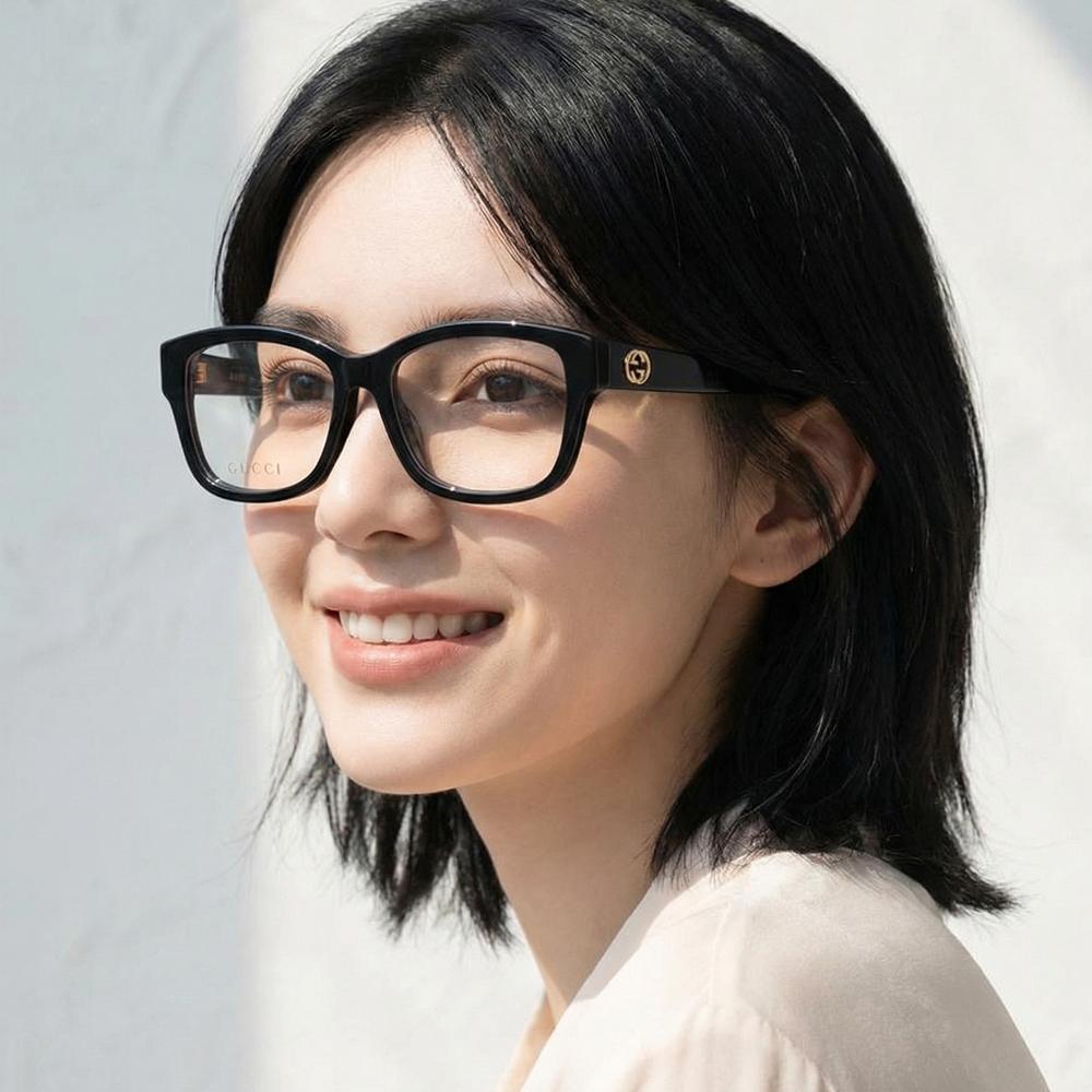 GUCCI Interlocking G Black Acetate Asian Fit Eyeglass Frames Unisex GG1259OA 001