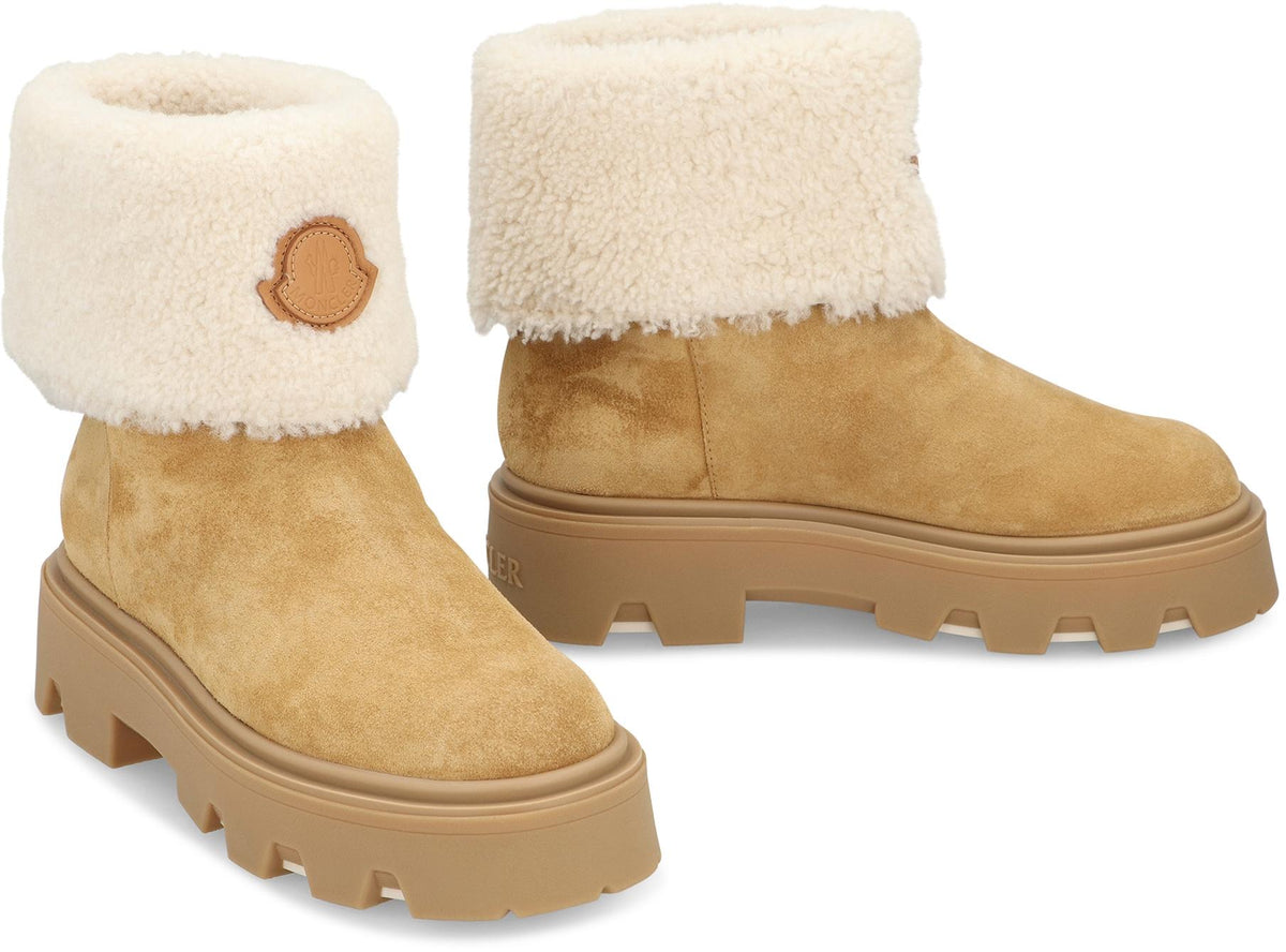 Moncler Black Leather Ankle Boots