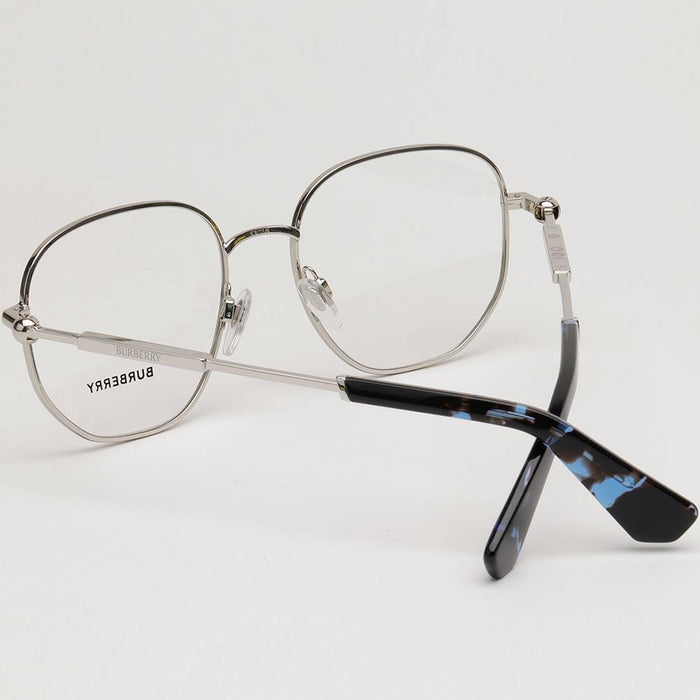 BURBERRY Silver Metal Rectangle Eyeglass Frame Unisex Accessories BE1385 1005
