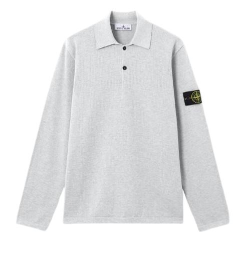 STONE ISLAND Melange Pearl Grey Cotton Polo Shirt for Men L1S155100024 S01B2