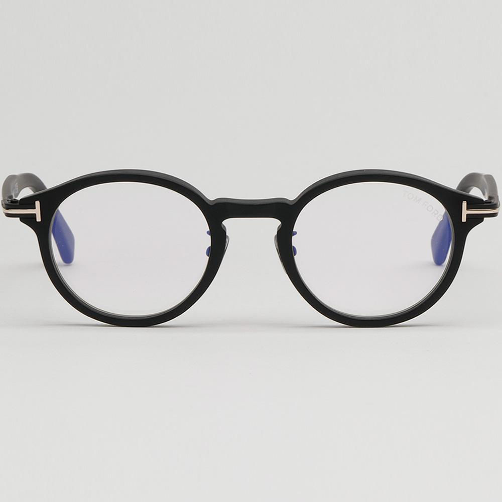 TOM FORD Blue Light Blocking Round Matte Black Acetate Eyeglasses TF6008DB 002