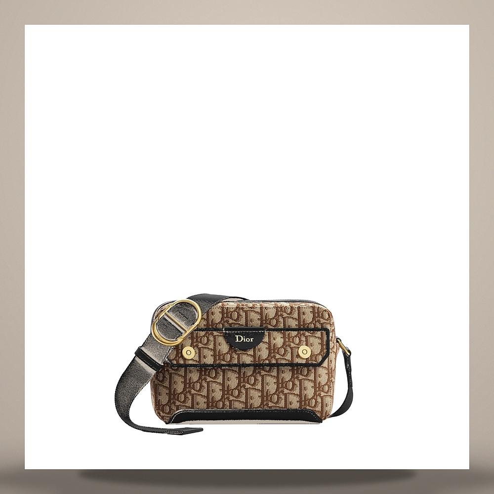 DIOR Brown Dior Oblique Jacquard Mini Zip Strap Crossbody Bag 2DBCA652YUB H24E