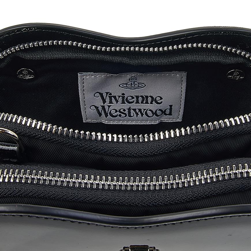 Vivienne Westwood Louise Heart Crossbody Bag Black Leather