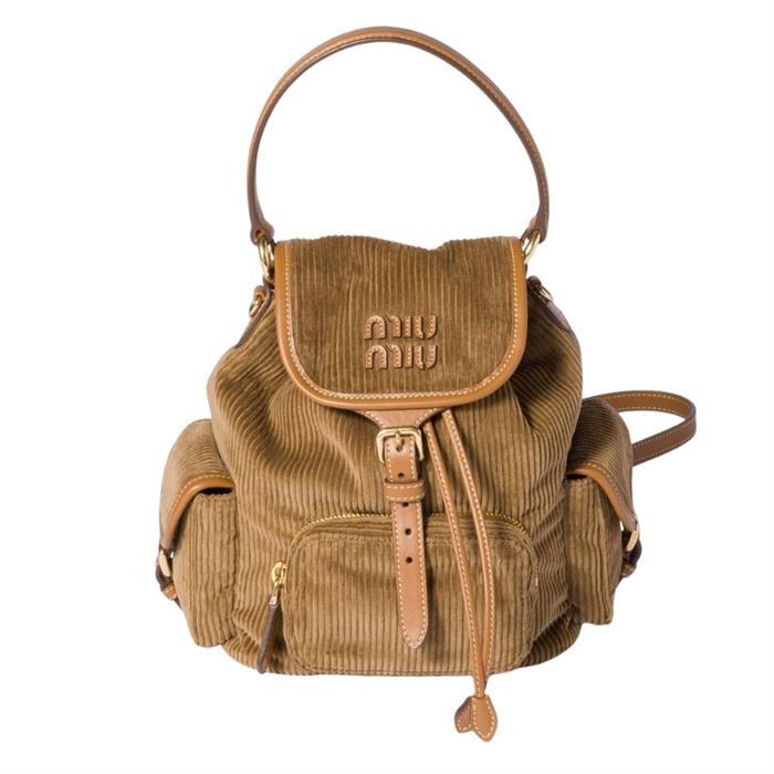 Miu Miu Corduroy Medium Backpack Black