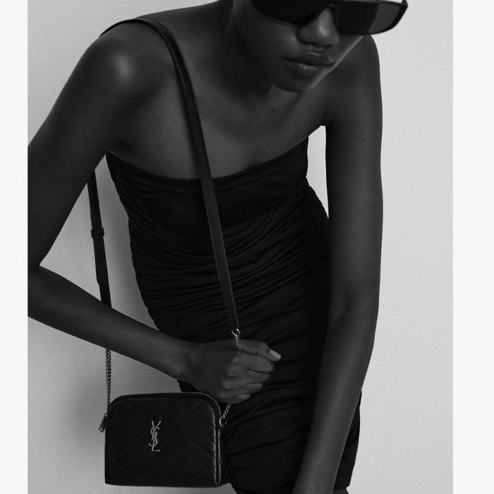 Saint Laurent White Lambskin GABY Camera Bag Tote Unisex