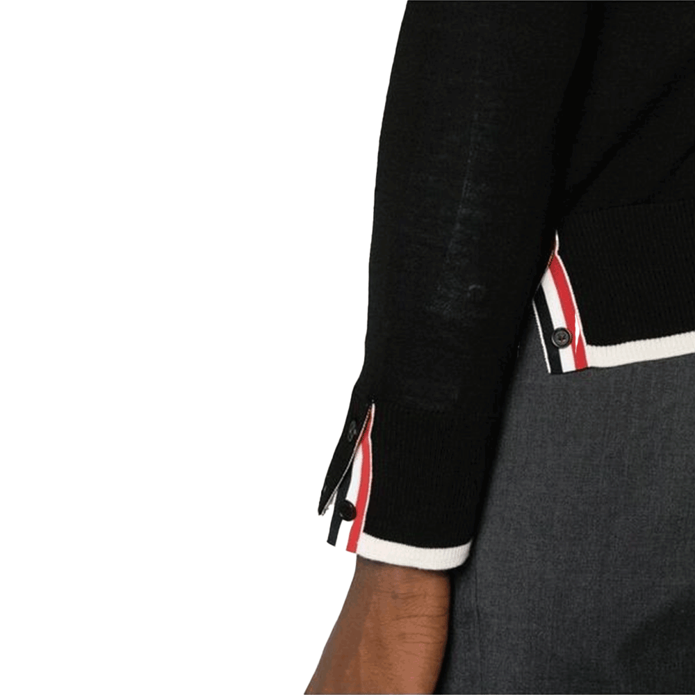 THOM BROWNE Men’s Wool Crewneck Pullover Sweater Black