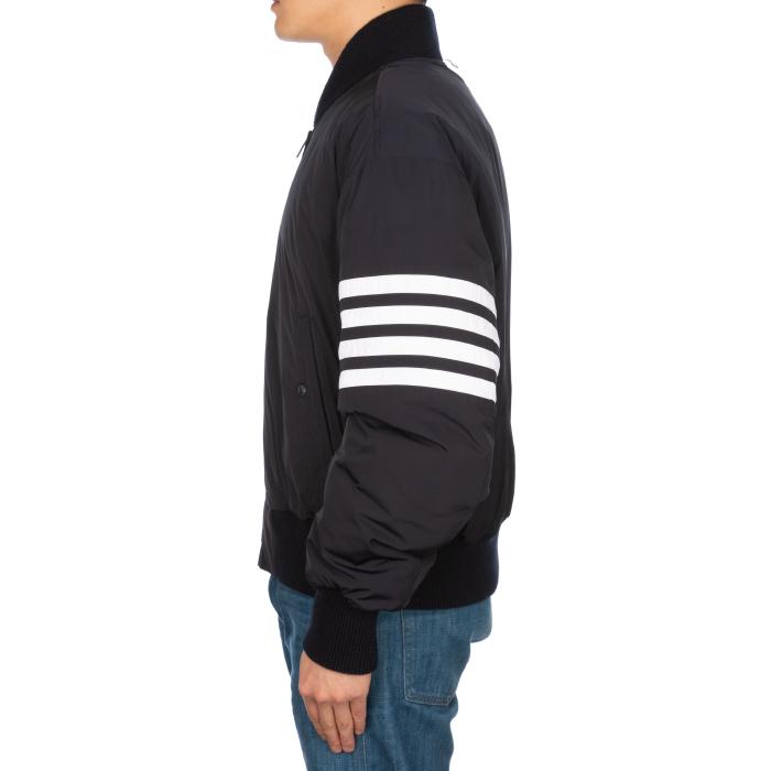 THOM BROWNE Diagonal Stripe Nylon Bomber Down Jacket Navy