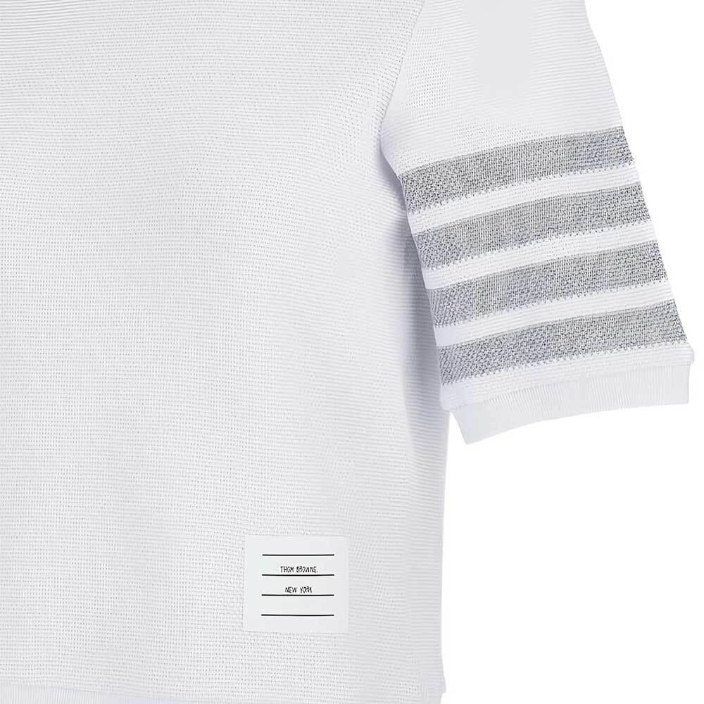 THOM BROWNE Textured Cotton Piqué 4-Bar Short Sleeve T-Shirt