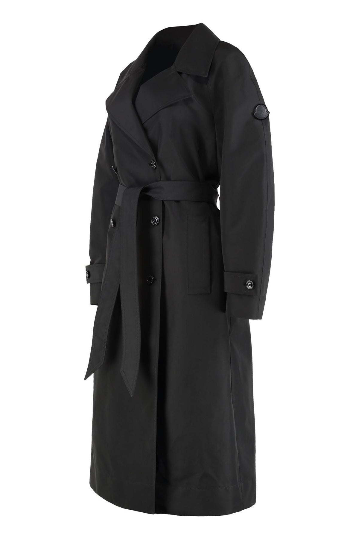 Moncler Black Double-Breasted Belted Trench Coat
