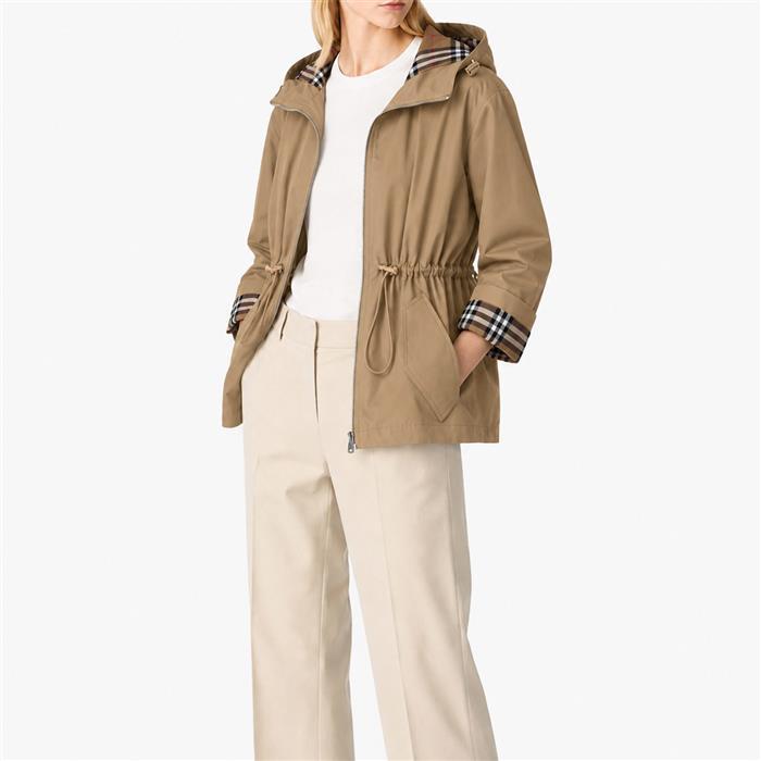BURBERRY Beige Medley Drawstring Hooded Windbreaker Jacket Women