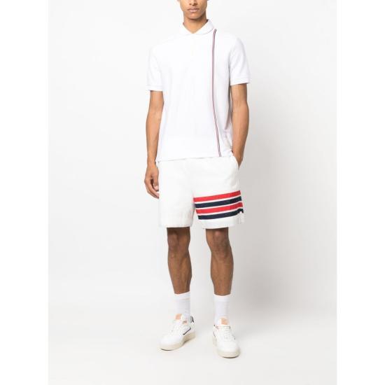 THOM BROWNE White Polo Shirt MJP196A J01381