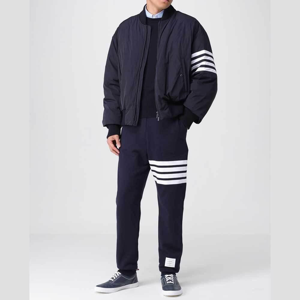 THOM BROWNE 4-Bar Stripe Poly Twill Oversized Blouson Jacket Navy