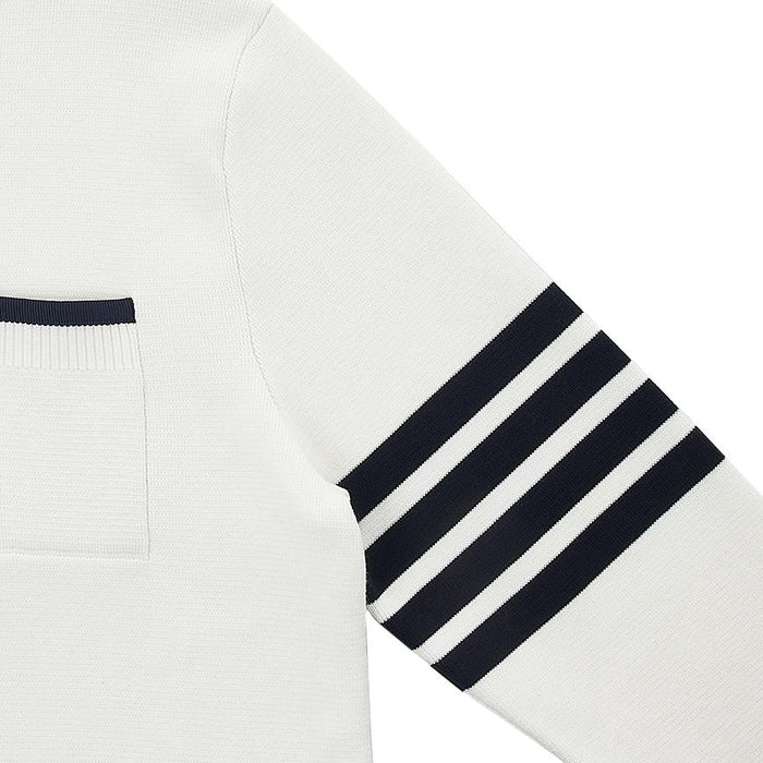 THOM BROWNE 4-Bar Stripe Crewneck Knit Sweater White Men