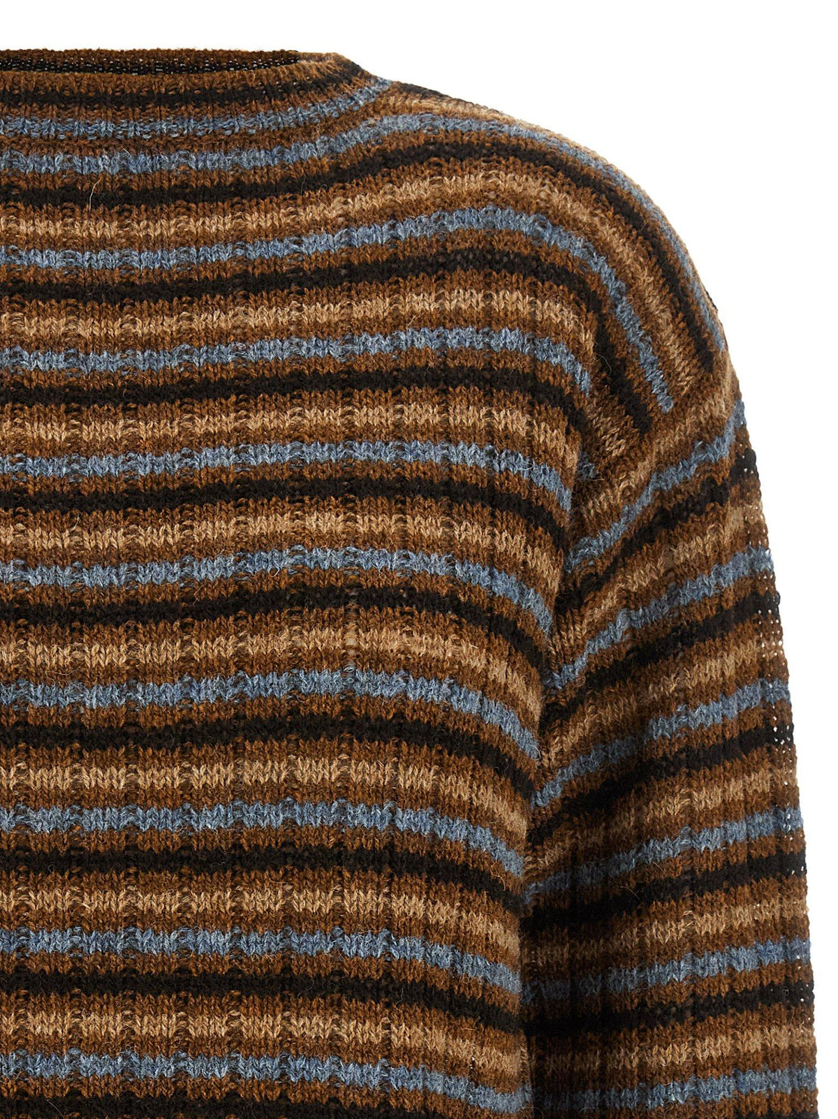PRADA Wool Blend Round Neck Knit Sweater for Men Brown