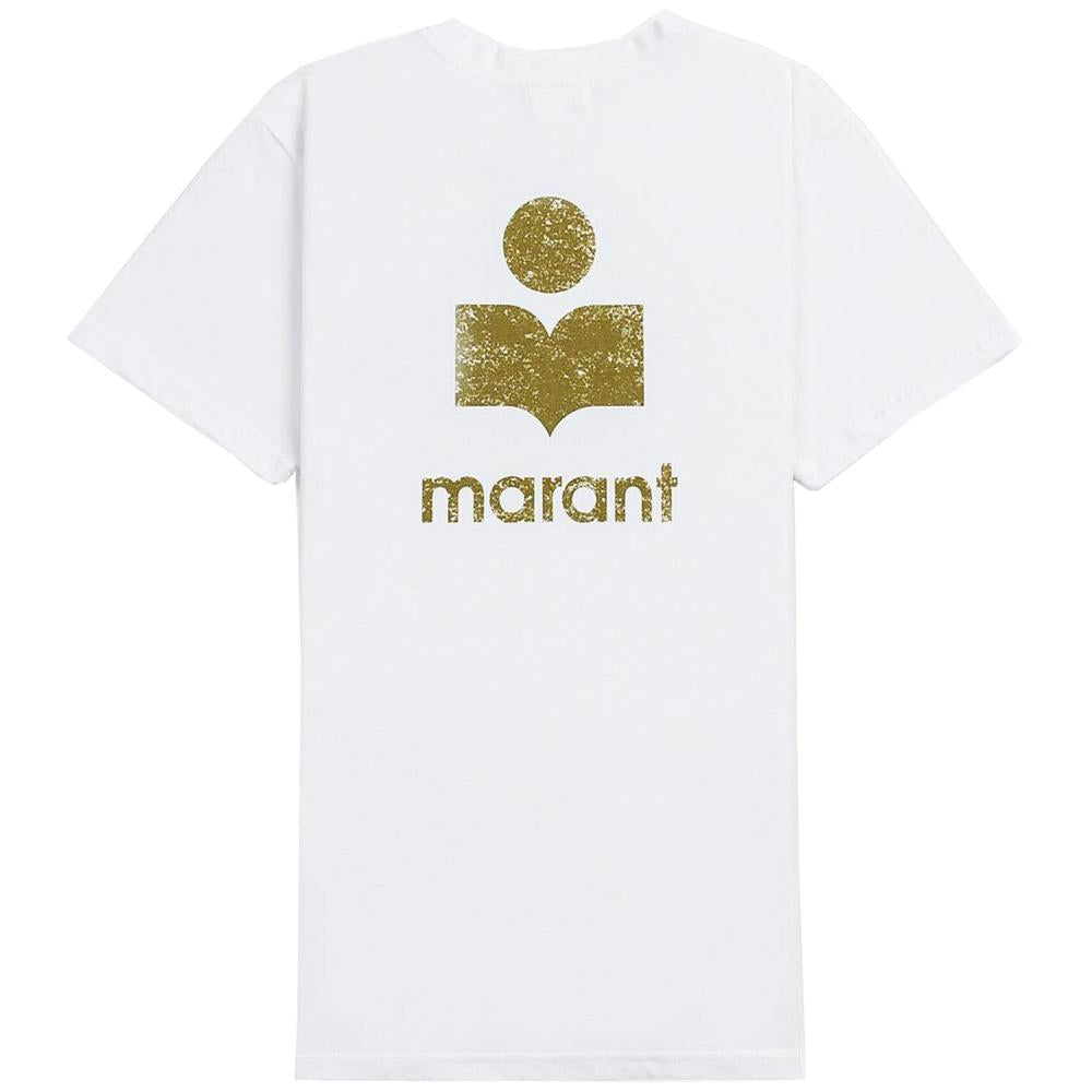 Isabel Marant Khaki White Zapper Logo Print Cotton T-Shirt Men