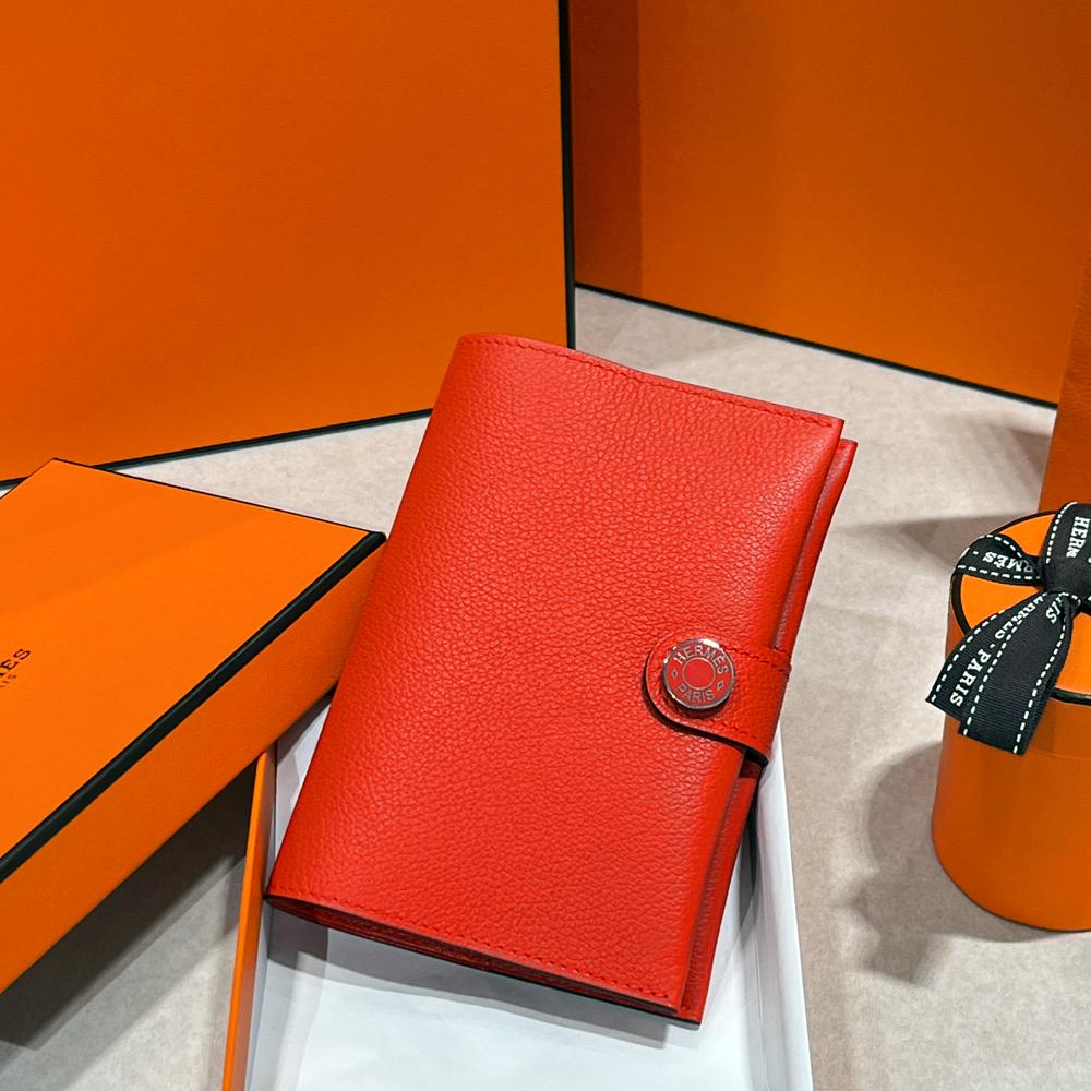 HERMES Coral Red Epsom Calfskin RMS Passport Holder Wallet Unisex